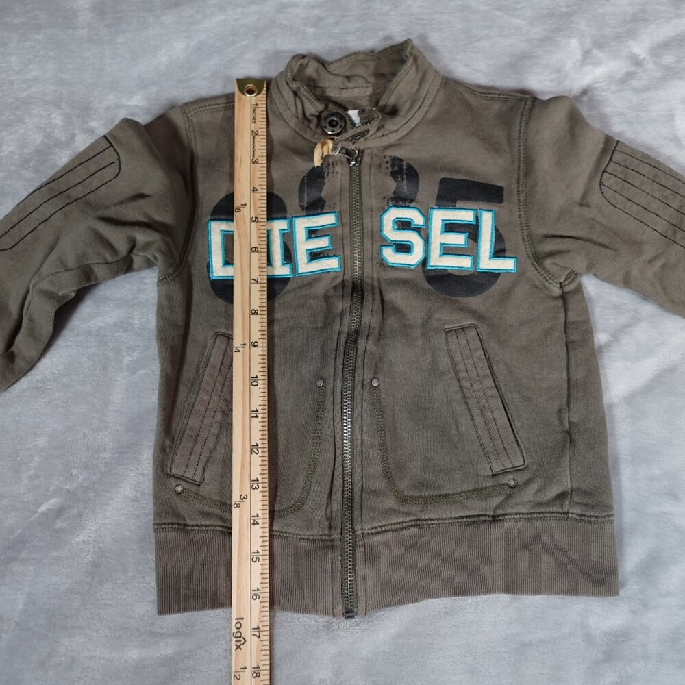 Diesel Embroidered Sweatshirt Toddler Size 5T Full Zip Washed Green - Picture 9 of 10
